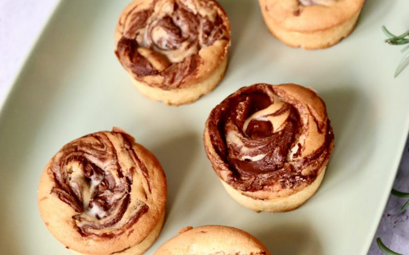 Nutella Muffins mit Schoko Swirl, saftig und schokoladig gebacken